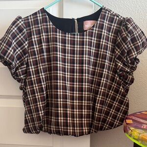 Show Me Your MuMu Plaid Crop Top - Brown and Black